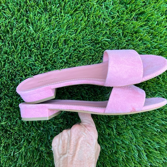 Mansur Gavriel Suede Flat Sandal Slides in Blush Pink size 7.5 - Picture 3 of 11